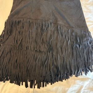 Altar'd State Black Fringe Mini Skirt Cocktail